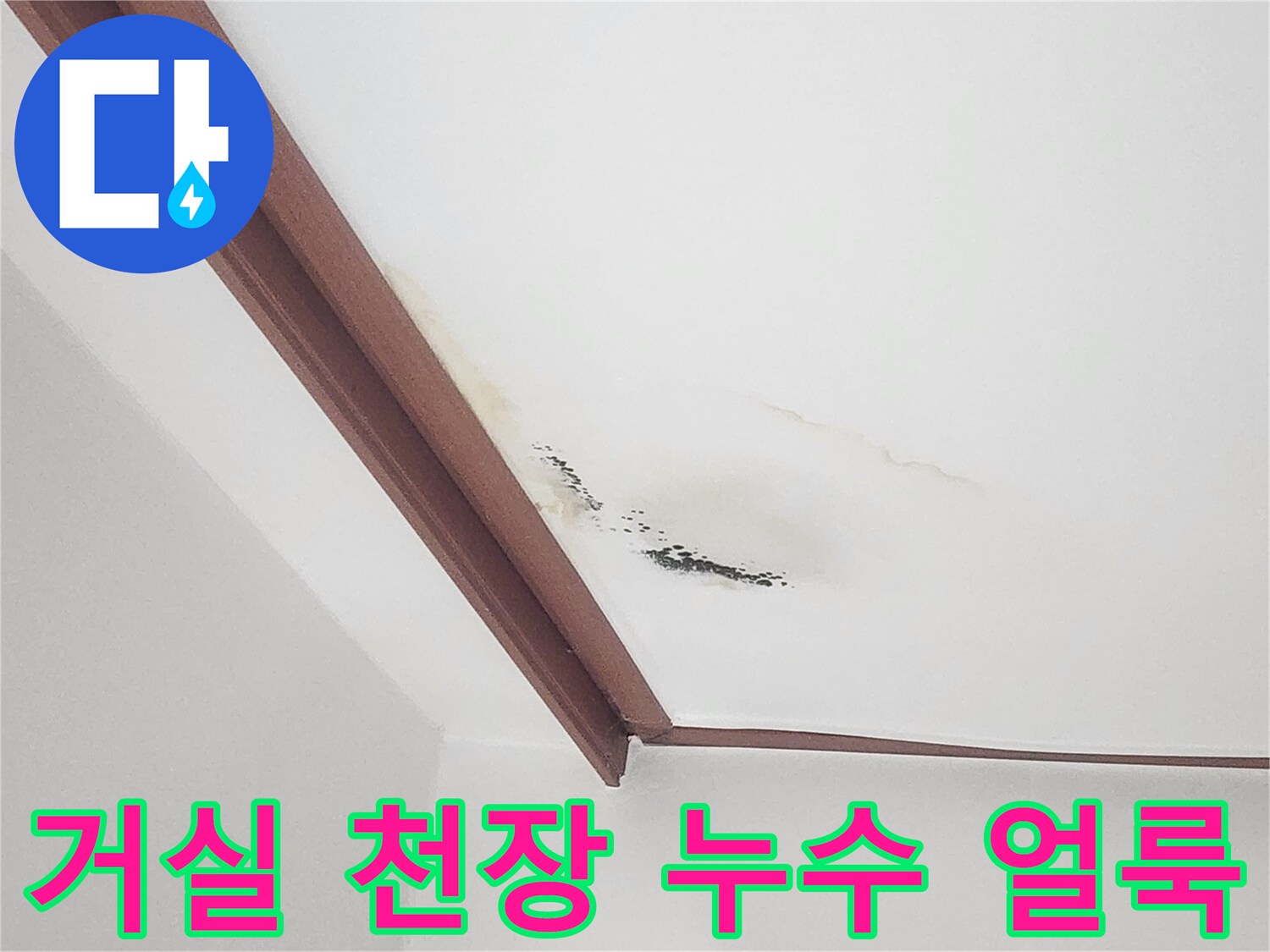 인천 중구 아파트 거실 천장의 물자국과 곰팡이 상태