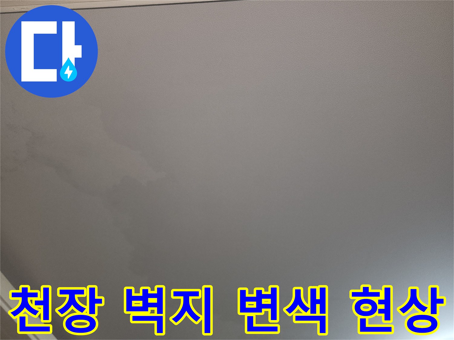 광명 철산동 아파트-거실 천장 벽지에 나타난 물자국과 변색된 상태