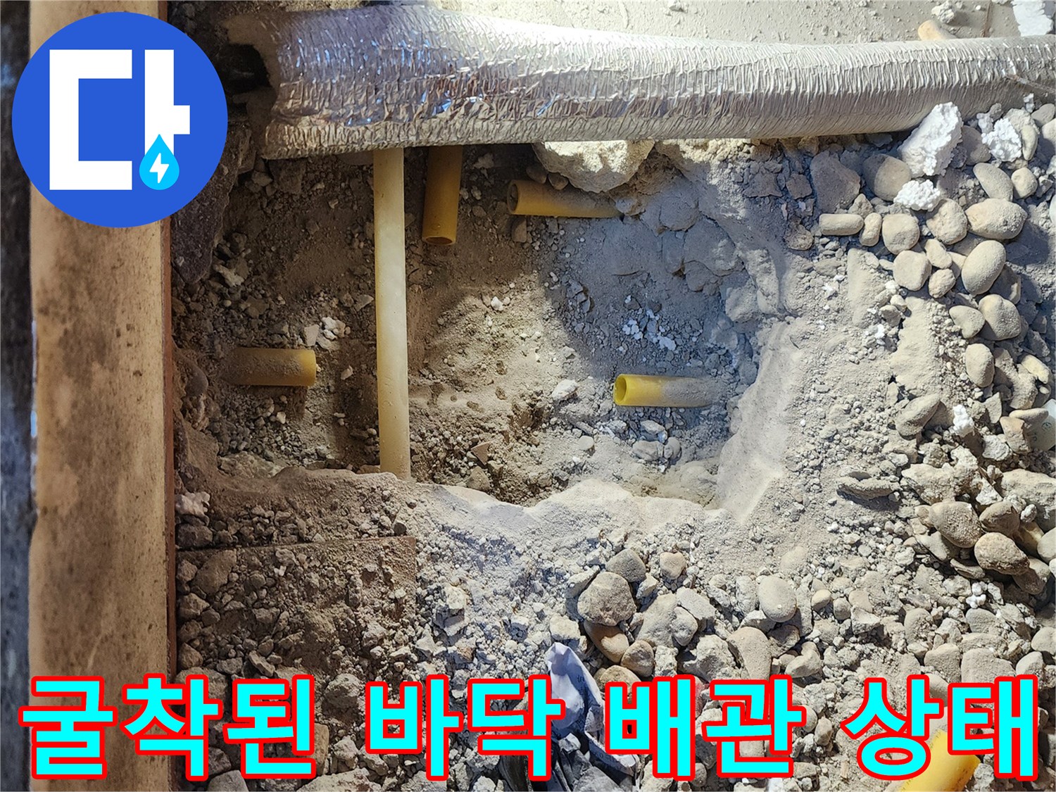 중랑구 면목동 현장에서 발견된 누수 의심 배관과 굴착 부위