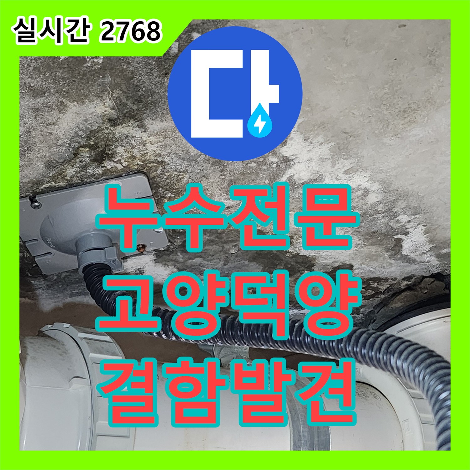 누수전문 아랫집 화장실 천장 자바라 배관 파손을 내시경 카메라로 찾아낸 경기 고양시 덕양구 진단