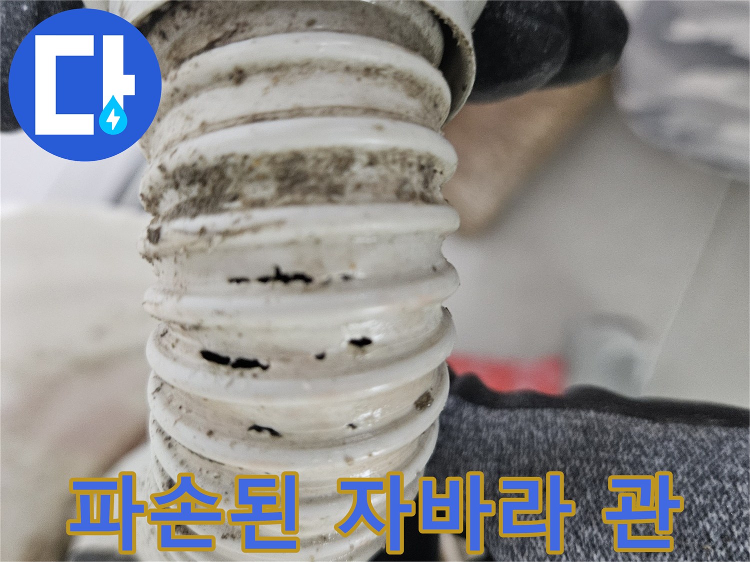배수-호스-찢어진-틈새-상태