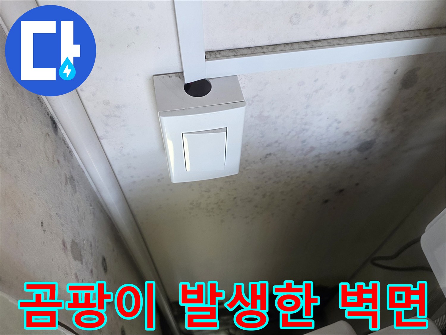 보일러실 내부-물샘으로 인해 오염된 벽면 마감재