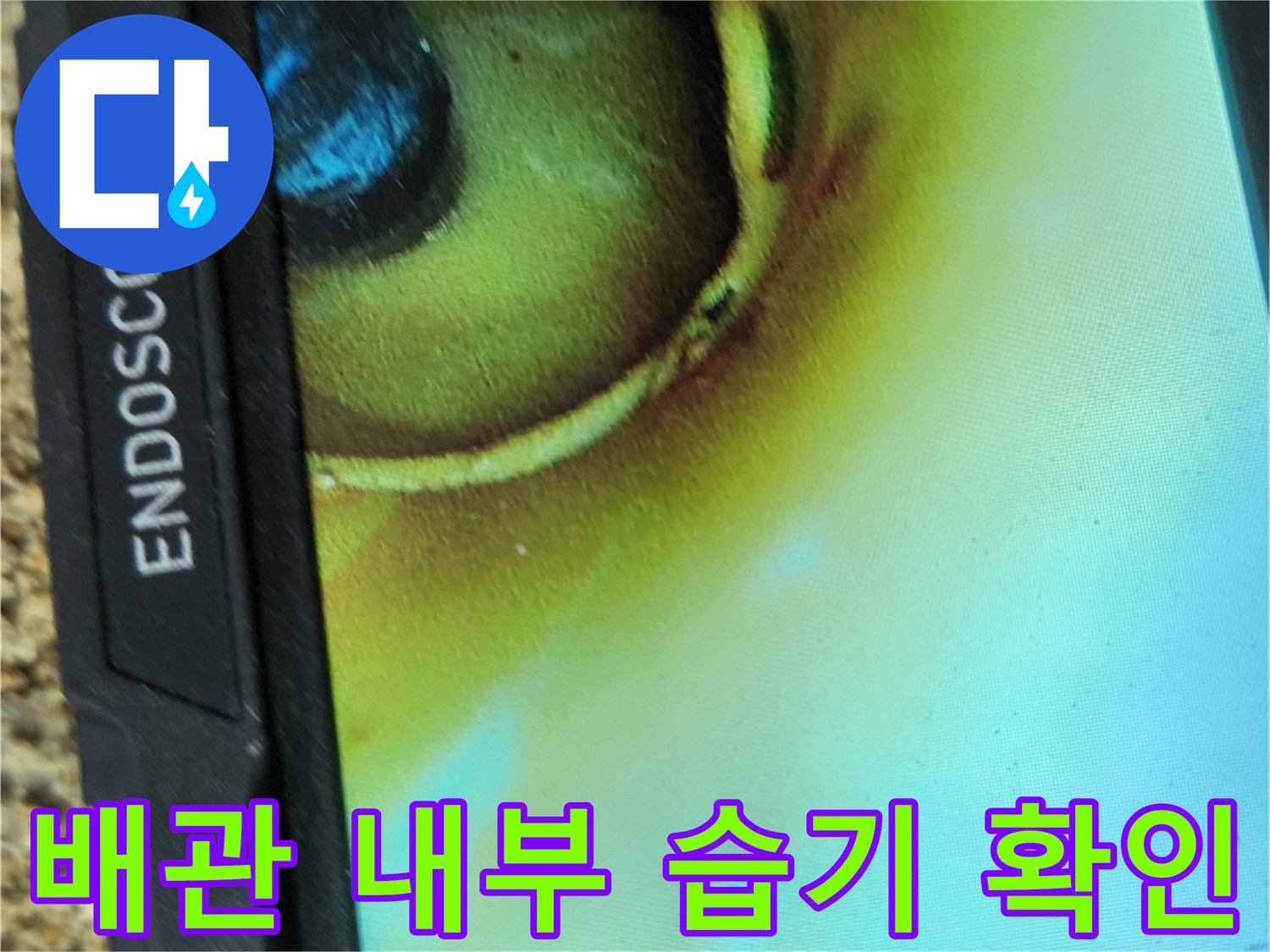 내시경 화면에 보이는 축축한 배관 주변 환경