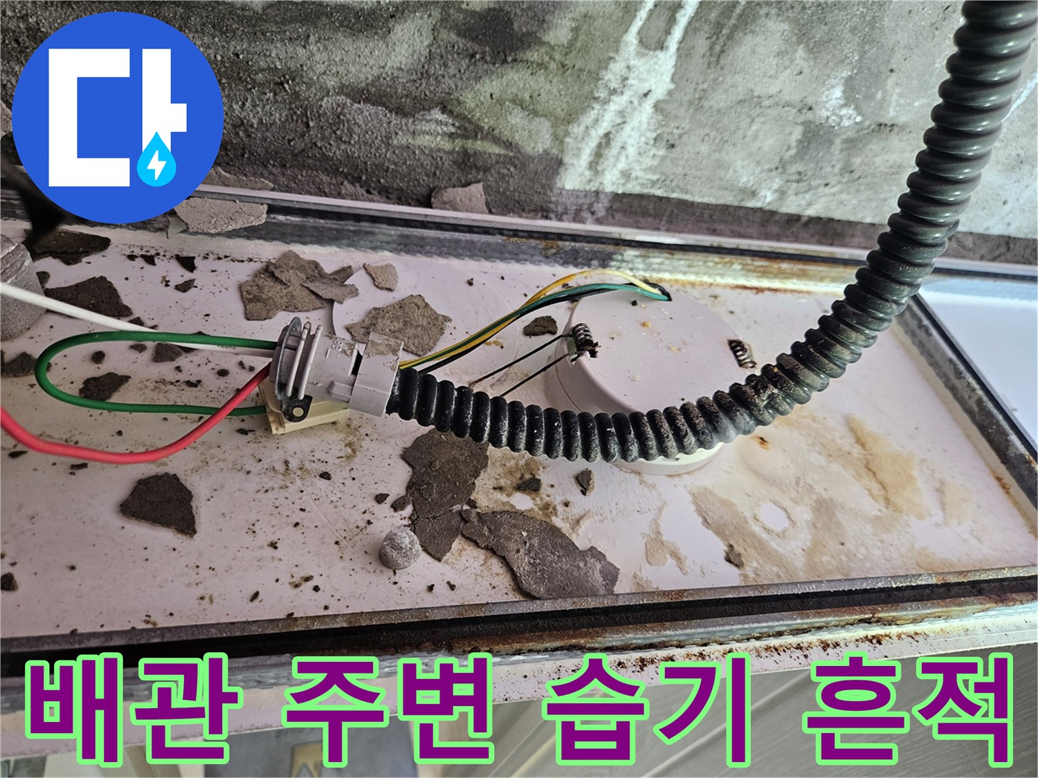 양주 옥정동-천장 배관 근처의 누수 오염 상태