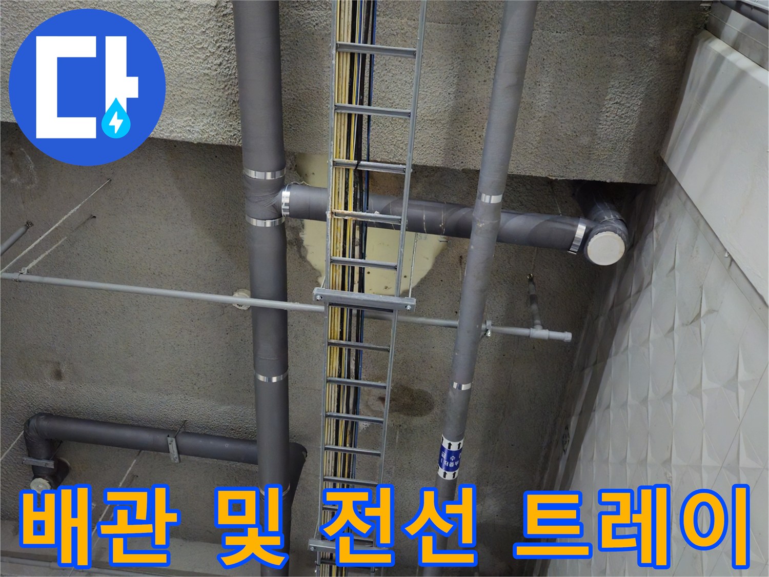 과천 별양동 상가 지하 주차장 천장 배관 설비 모습