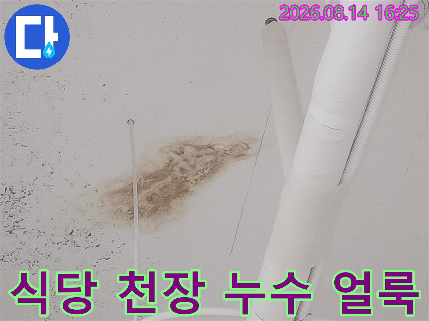 고양시 덕양구 상가 천장의 누수로 인한 변색 및 오염 상태