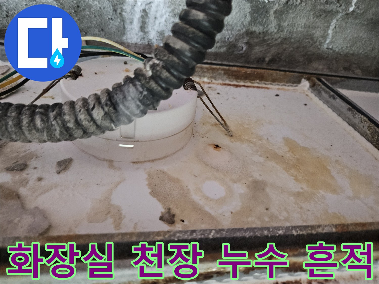 양주 옥정동 아파트-화장실 천장 배관 주변의 누수 얼룩과 물때 현상