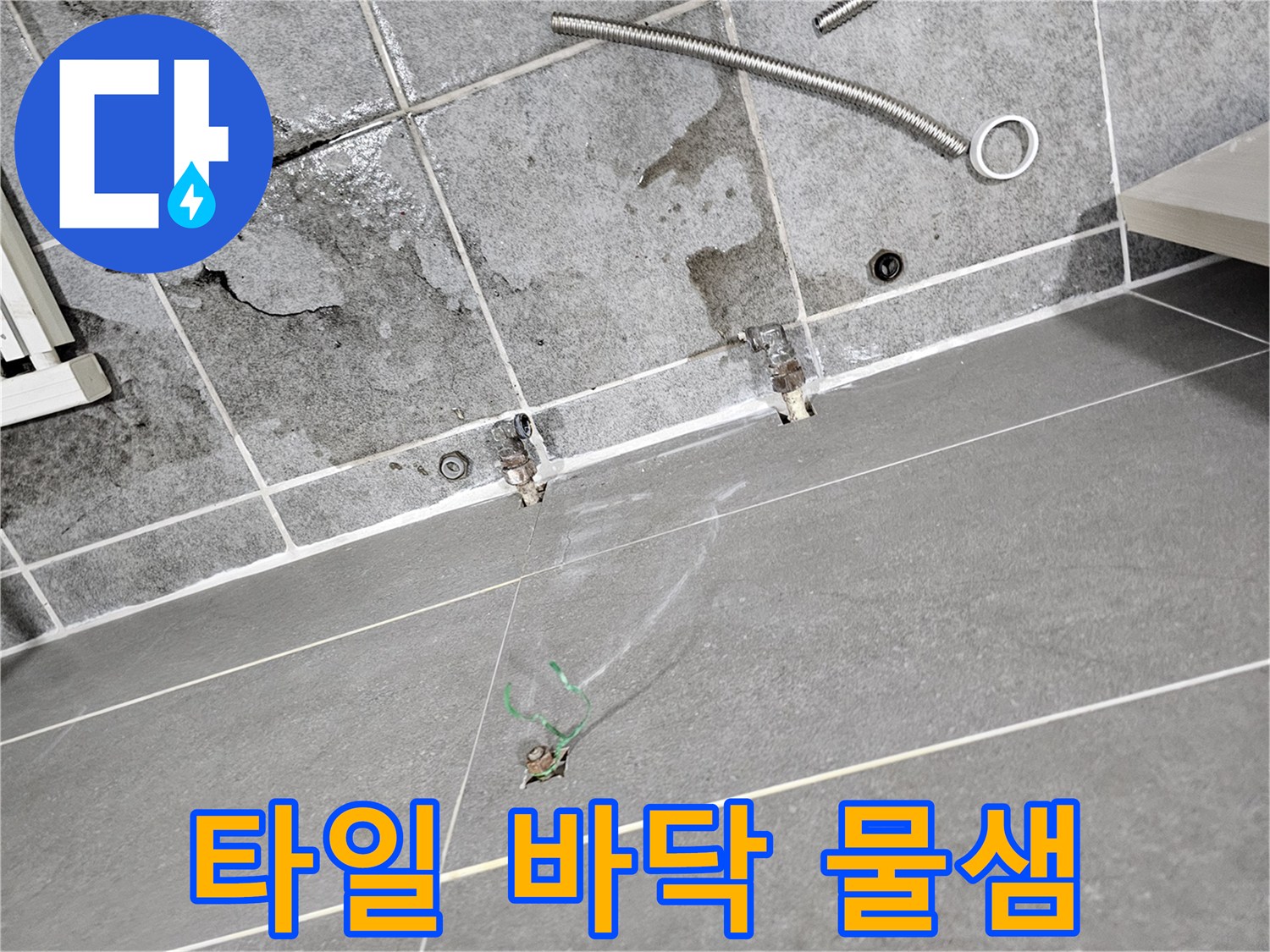 광명 철산동 아파트-바닥 타일 사이로 습기가 배어 나온 모습