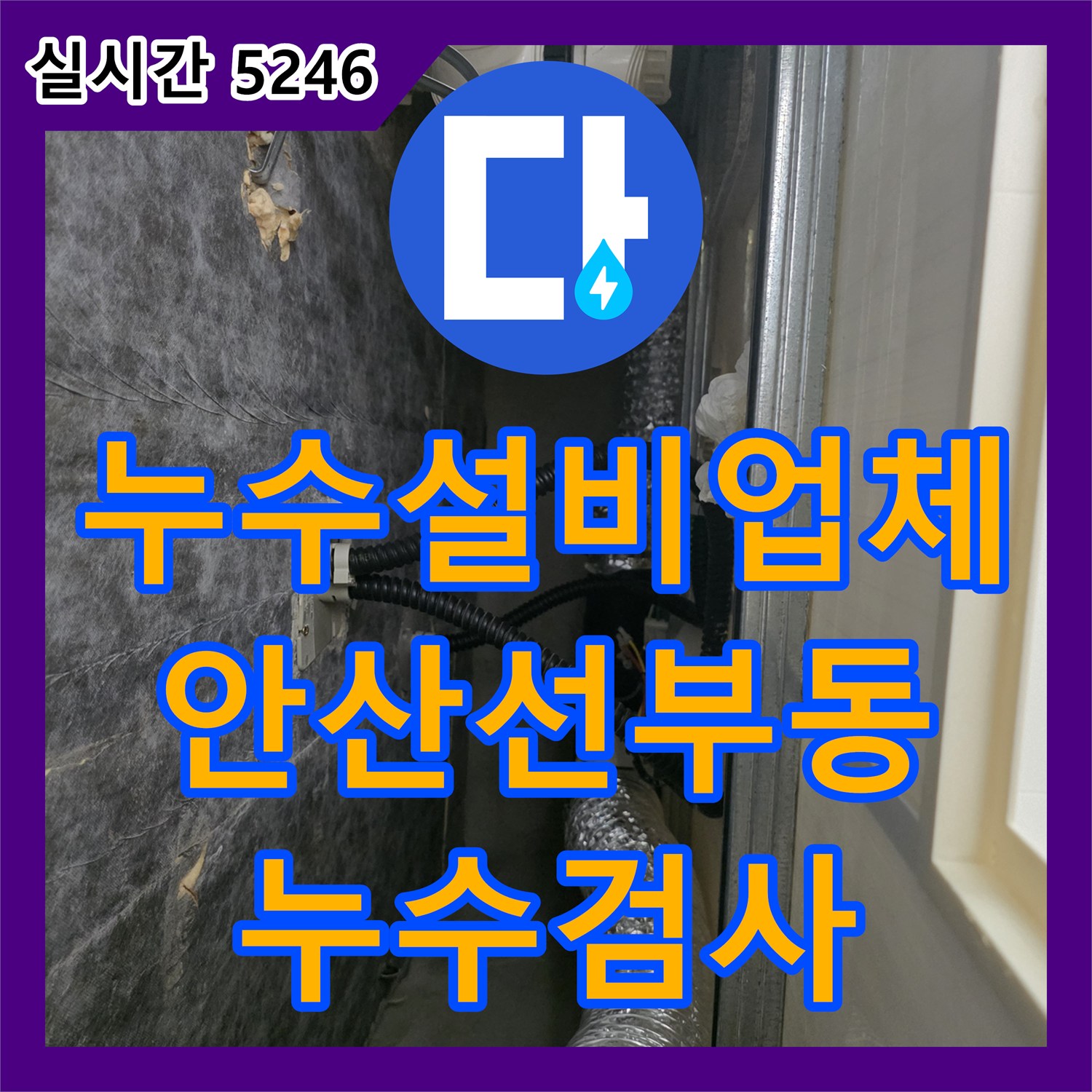 누수설비업체 아래층 화장실 천장의 물샘 현상을 해결하기 위해 정밀 검사를 실시한 경기 안산시 단원구 선부동