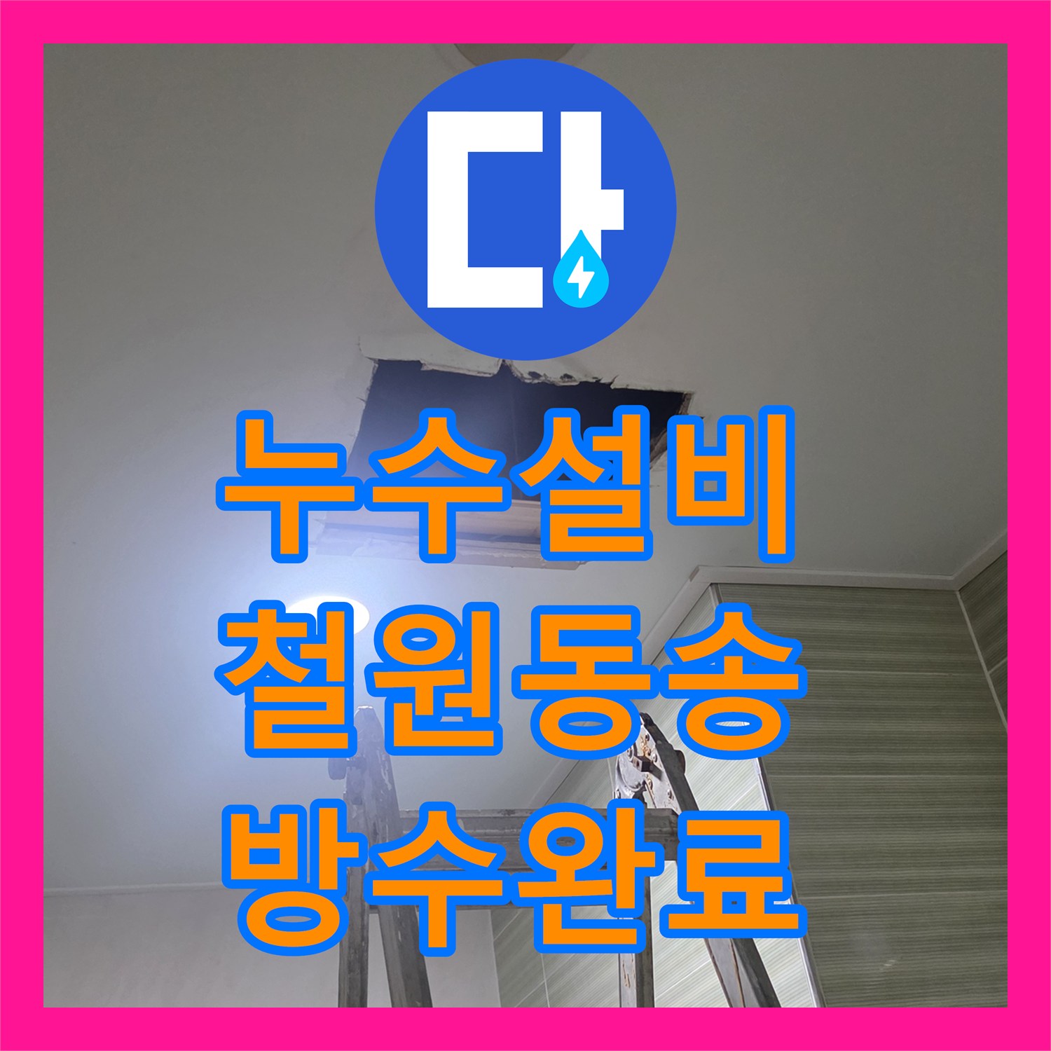 누수설비 빌라 공용 하수관 결함으로 인한 지하 사업장 천장 물샘 강원도 철원군 동송읍