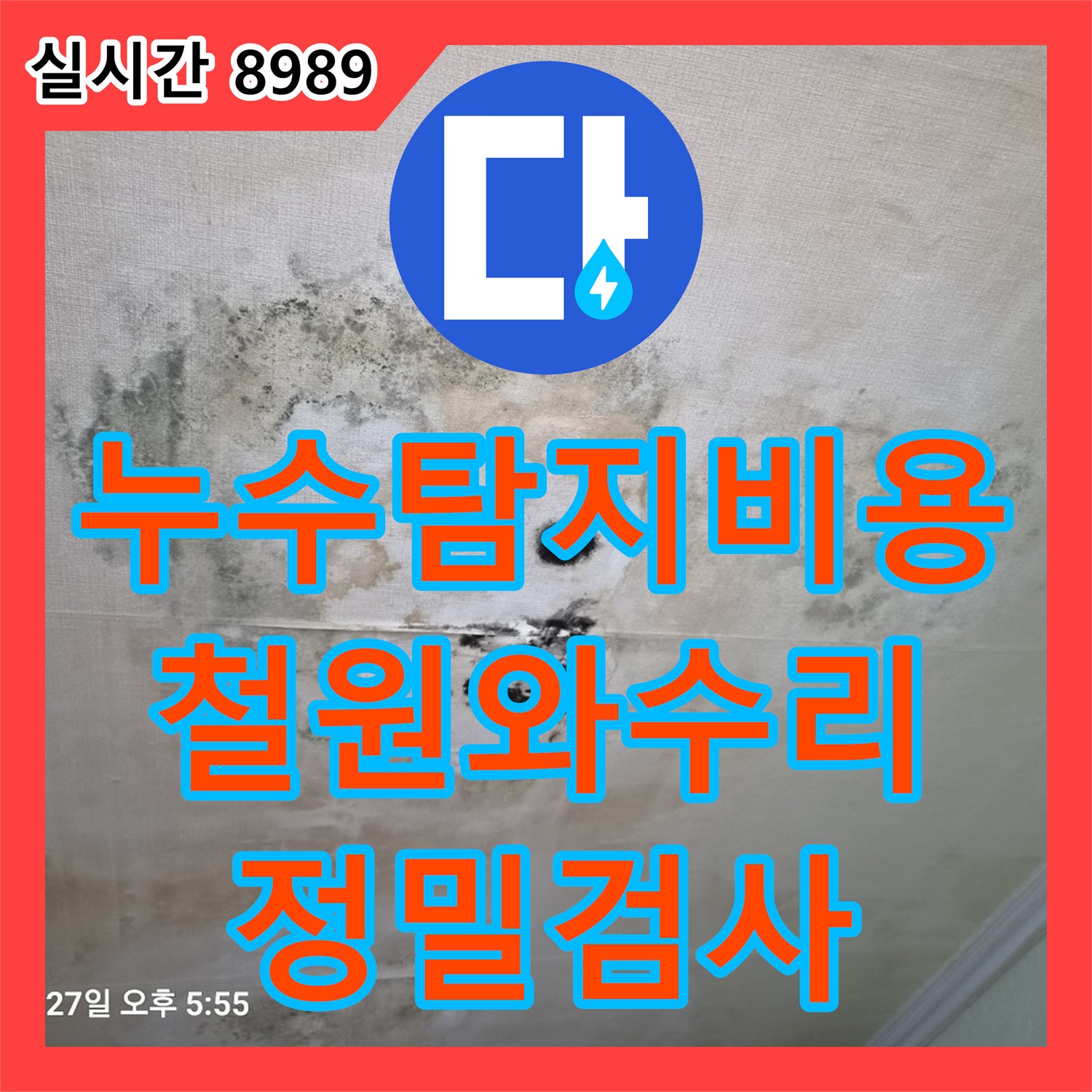 누수탐지비용 안내 후 거실 천장 누수 원인 분석을 위한 정밀 진단을 수행한 강원특별자치도 철원군 서면 와수리