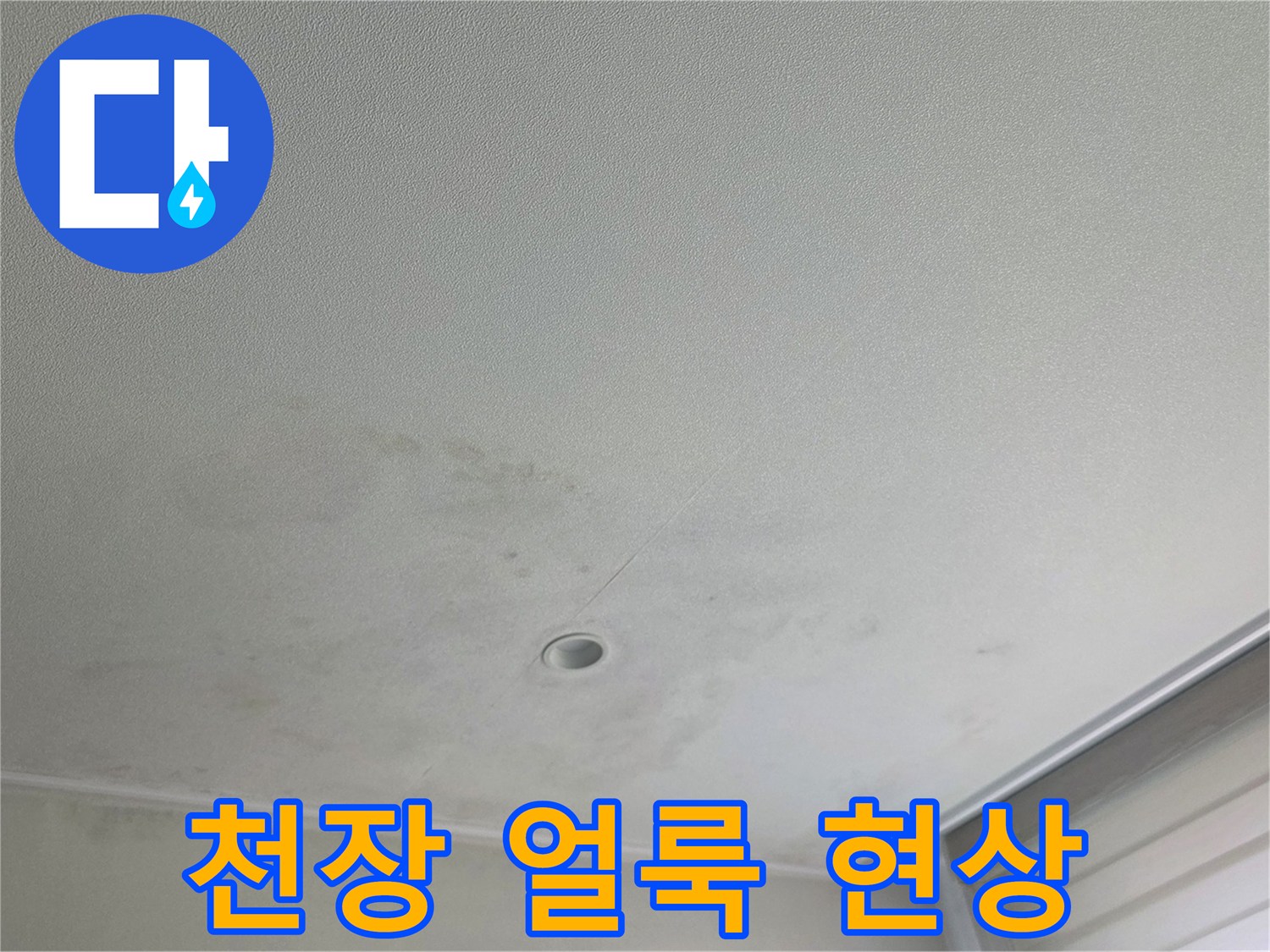 분당 수내동 아파트 천장에 나타난 습기 및 변색된 얼룩 상태