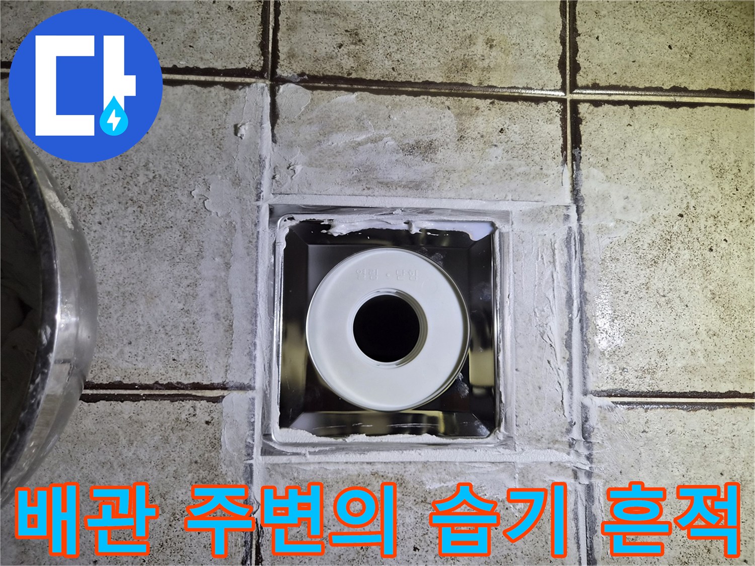 오수관-주변-타일-틈새-습기-및-이물질