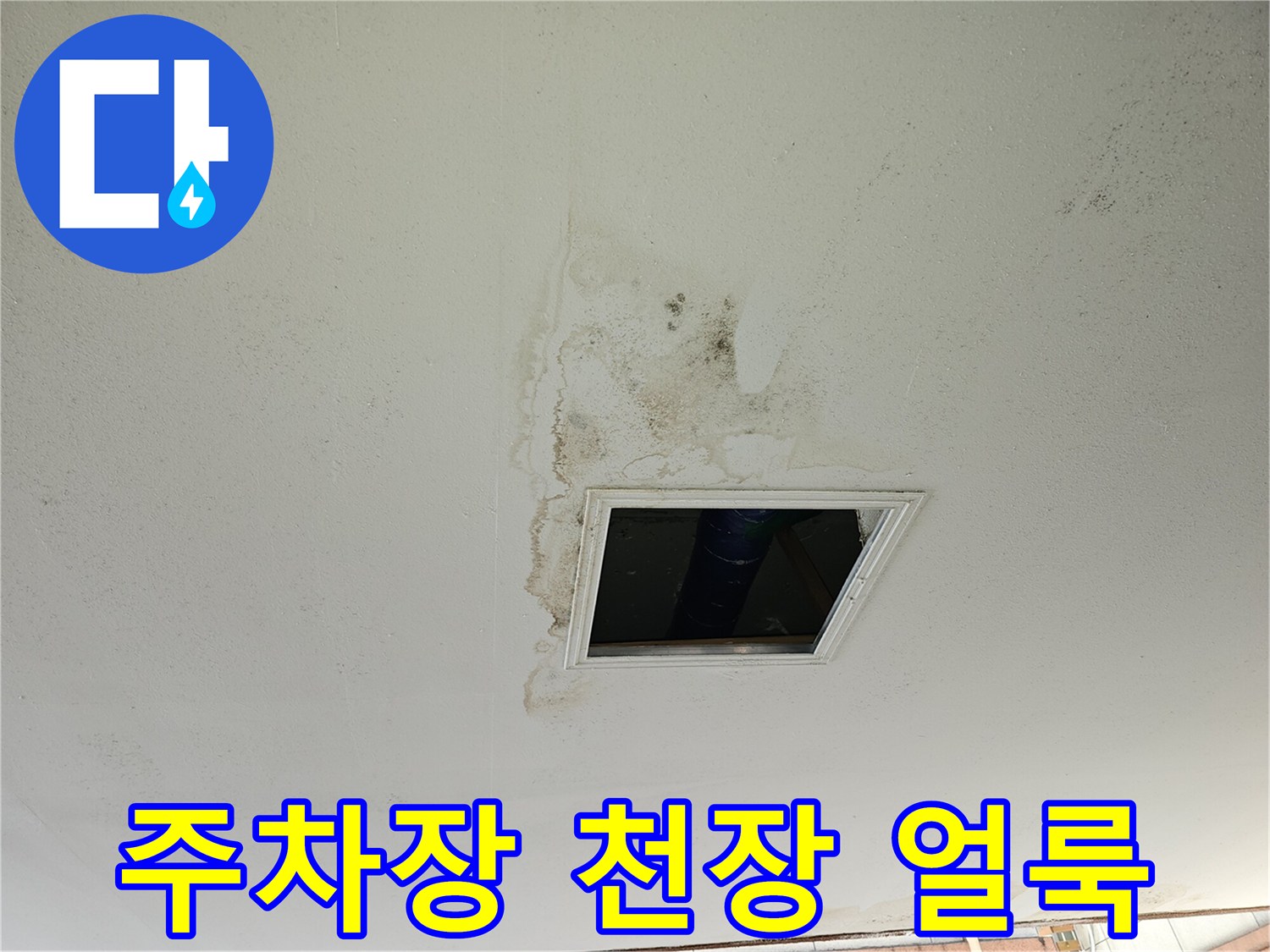 인천 남동구 구월동-필로티 주차장 천장의 물샘 흔적과 오염 상태