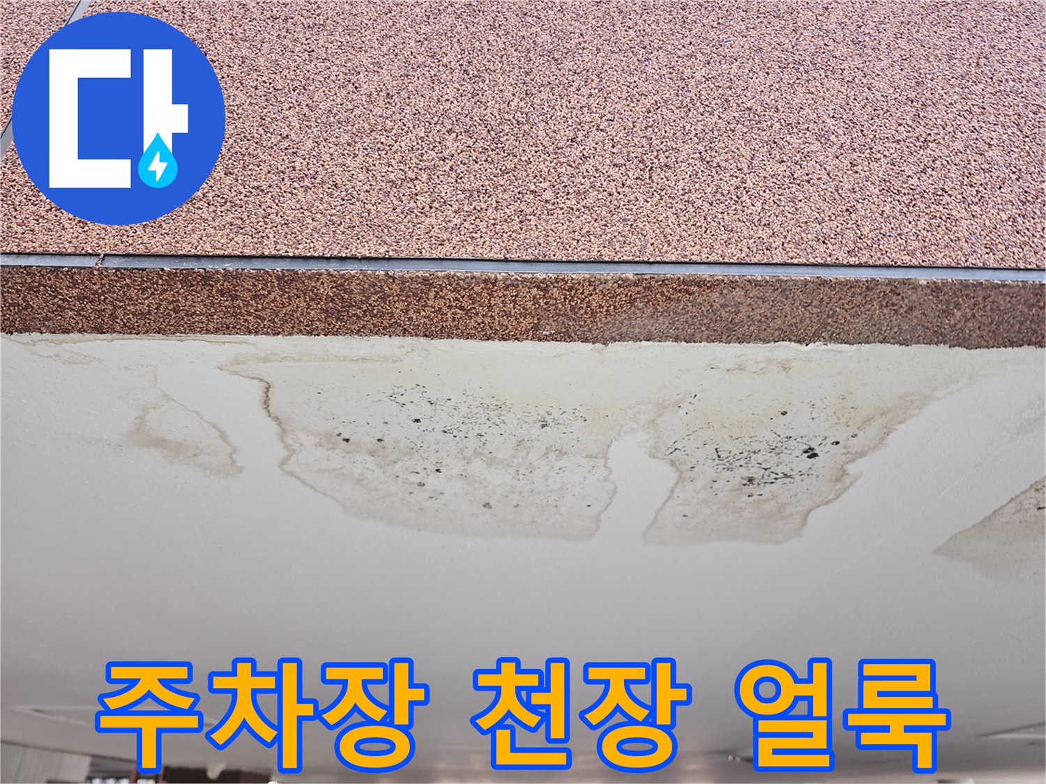 필로티-주차장-천장에-발생한-심한-물때와-얼룩-상태
