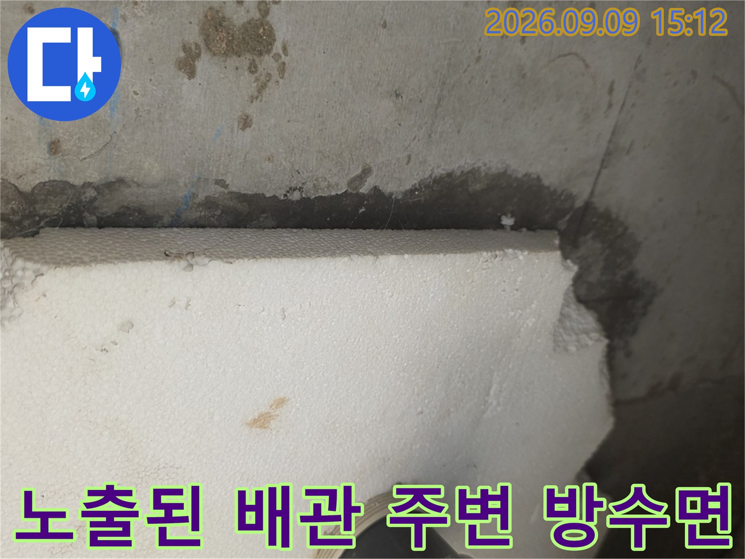 배수구-주변의-습한-콘크리트-표면-상태