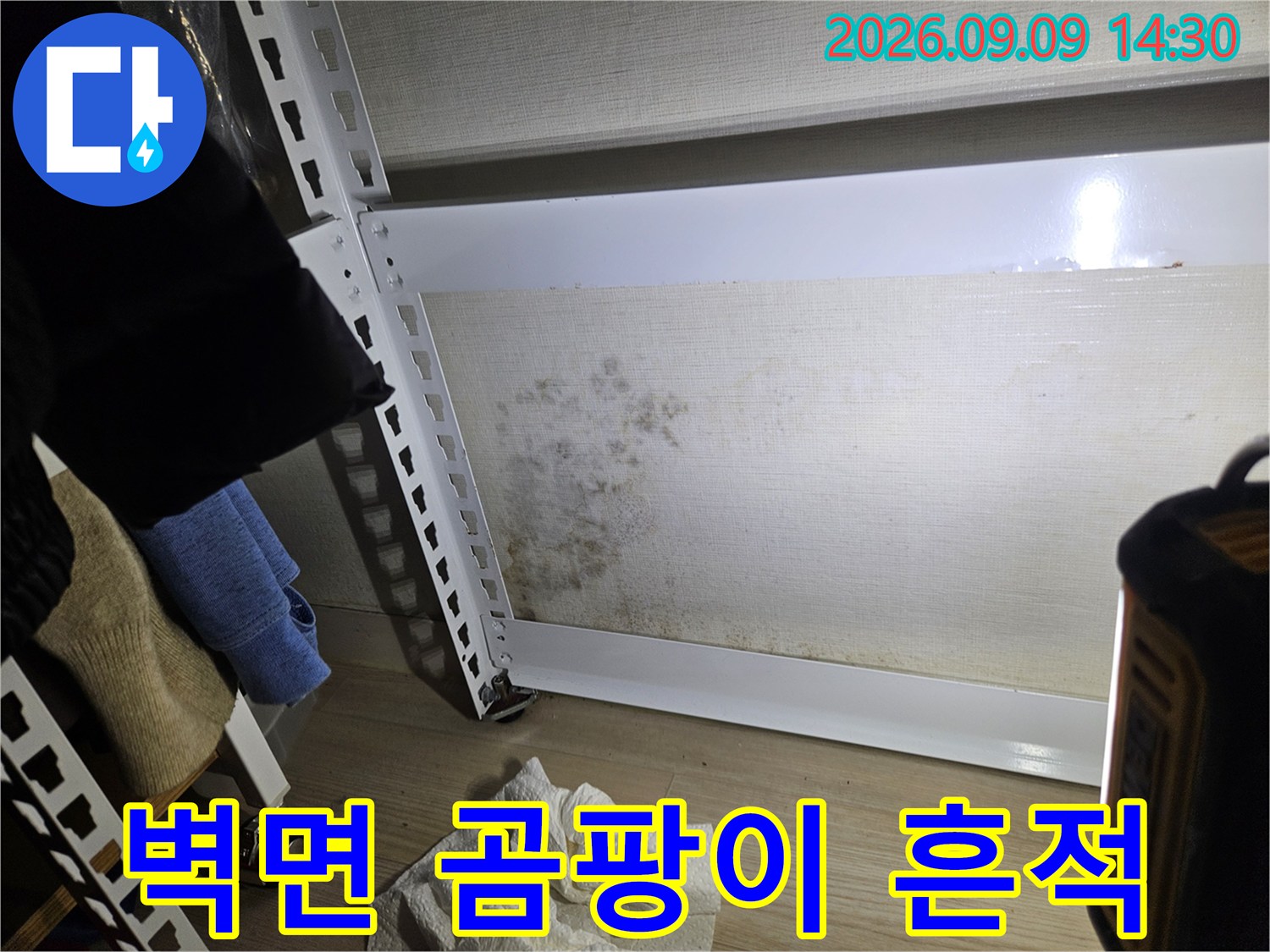 송파구 석촌동 현장-벽면 하단에 발생한 곰팡이와 습기 얼룩
