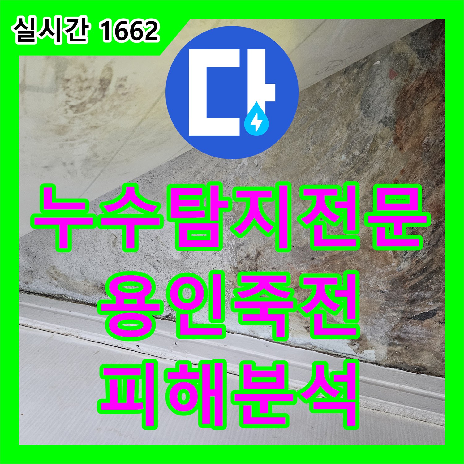 누수탐지전문 윗층 수도계량기 결함에 따른 아랫집 바닥 및 벽면 침수 정밀 진단 경기 용인시 수지구 죽전동