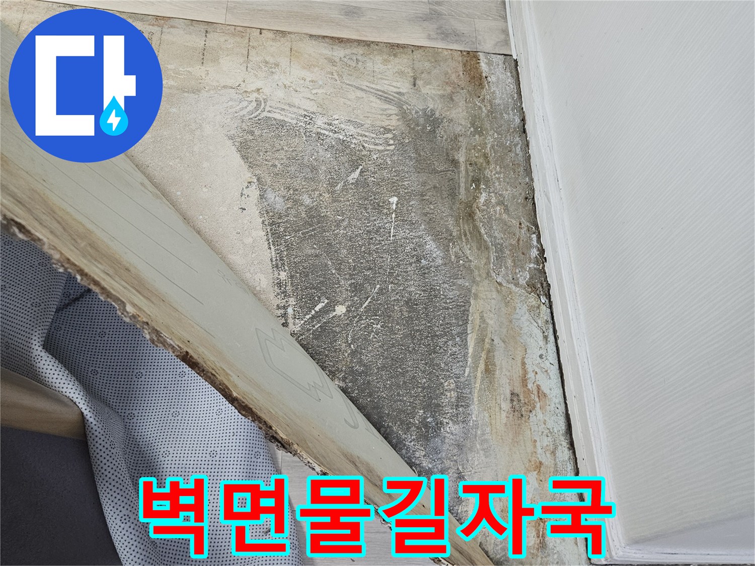 죽전동 현장 벽면에 나타난 누수 유입 경로와 얼룩