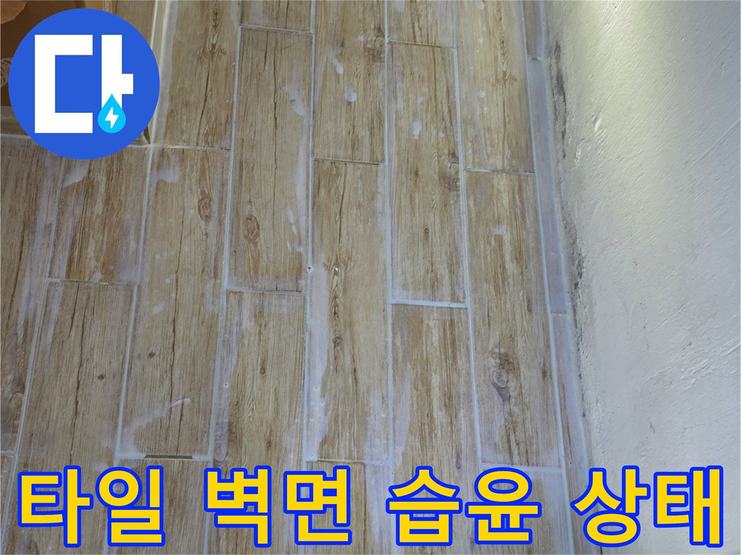 중계동 현장-습기로 인해 변색된 타일 벽면 부위