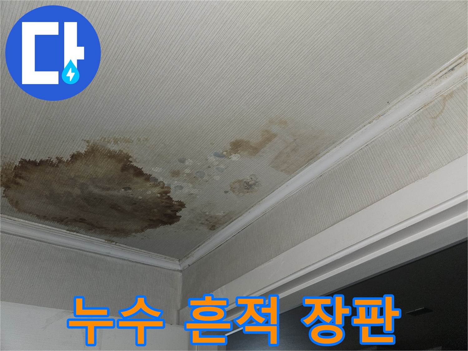 창틀 아래쪽으로 번져나간 갈색의 물자국과 변색된 장판